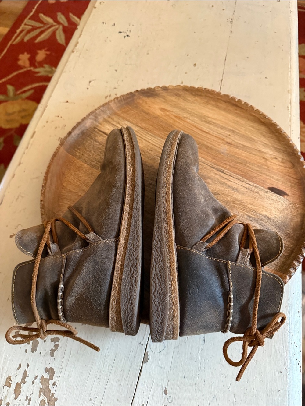 Born Boots Wm 9.5 Calyn Brown Suede Distressed Leather Ankle Casual Comfort - Picture 7 of 10